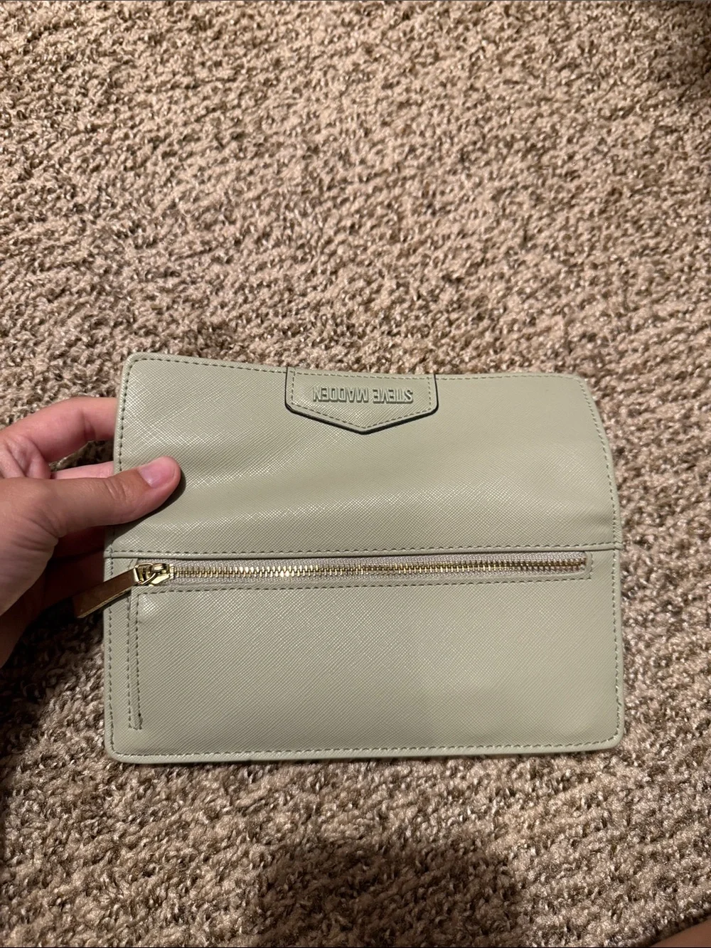 Steve Madden Sage Green Fold-Over Clutch